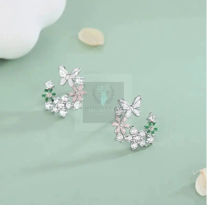 Flower Butterfly Stud Earrings - Uniquely You Online