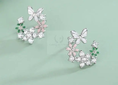 Flower Butterfly Stud Earrings