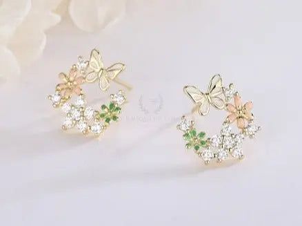 Flower Butterfly Stud Earrings