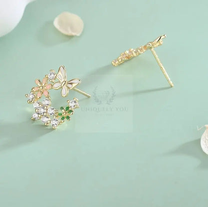 Flower Butterfly Stud Earrings