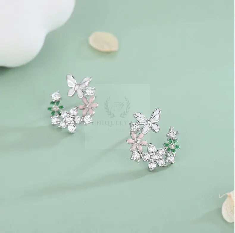 Flower Butterfly Stud Earrings