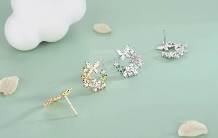 Flower Butterfly Stud Earrings