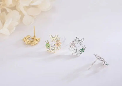 Flower Butterfly Stud Earrings