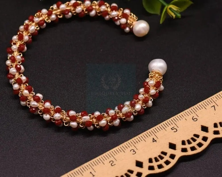 Freshwater Pearl Red Bracelet - Uniquely You Online