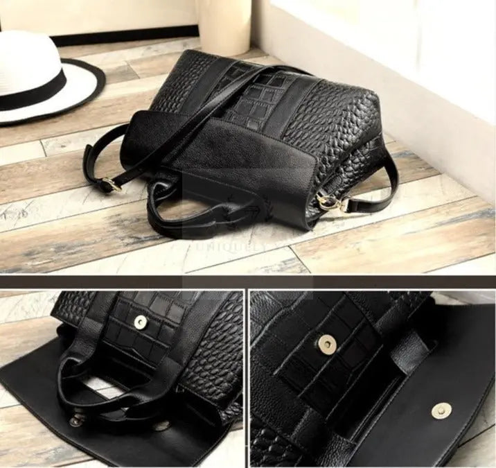 Genuine Leather Alligator Handbag - Uniquely You Online