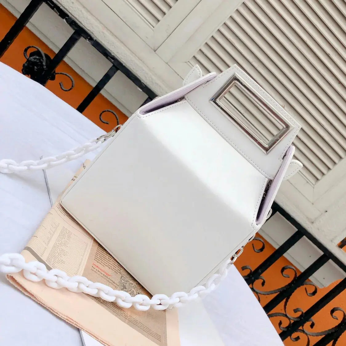 Geometric Leather Box Bag - Uniquely You Online