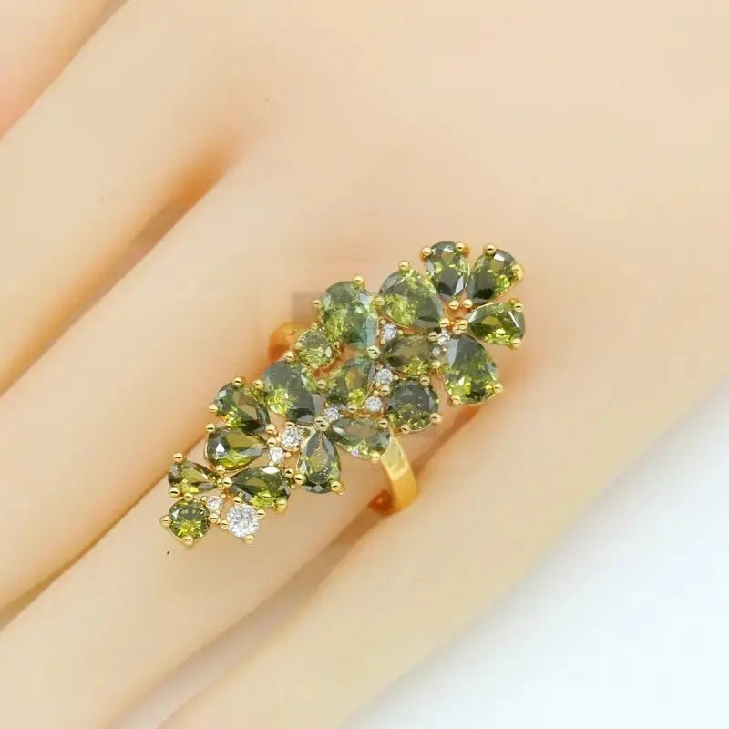 Green Peridot Gold Jewelry Set - Uniquely You Online