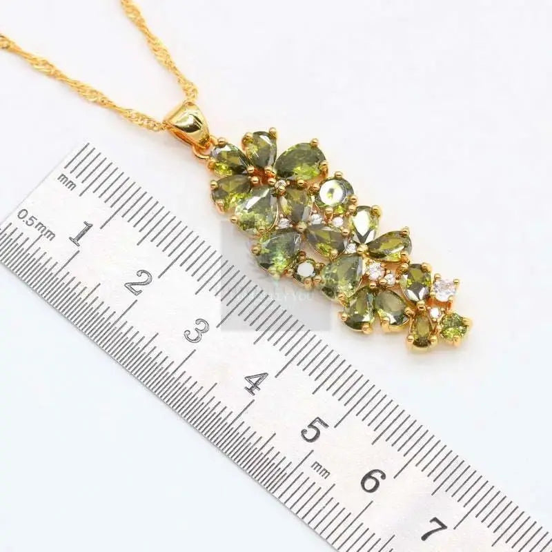 Green Peridot Gold Jewelry Set - Uniquely You Online