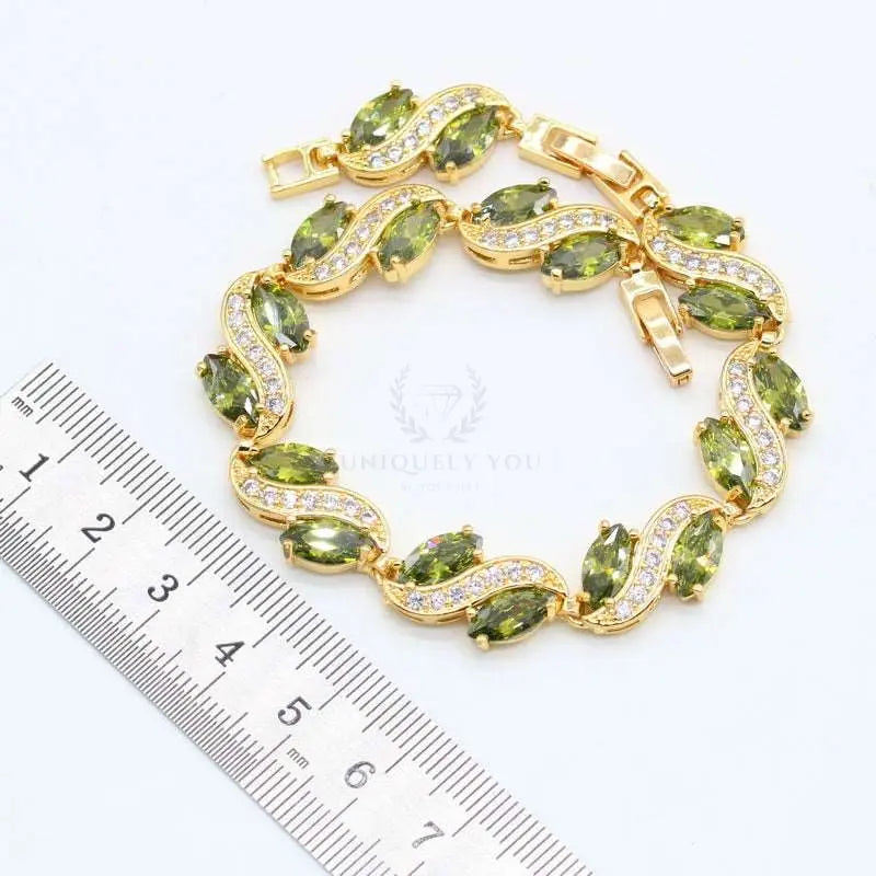 Green Peridot Gold Jewelry Set - Uniquely You Online