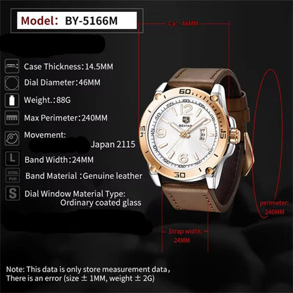 Benyar 5166 Leather Quartz Watch  Uniquely You Online