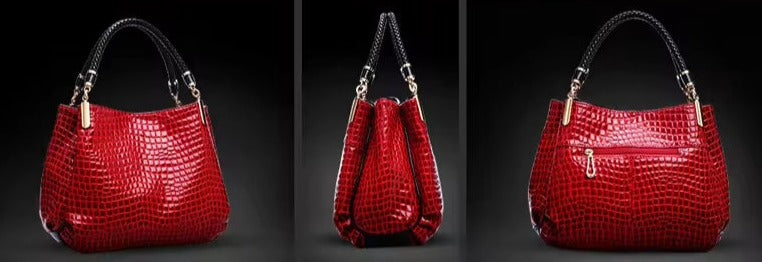 Embossed Patent Leather Pebble Handbag - Uniquely You Online