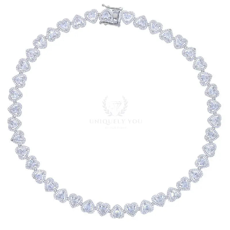 Hollow Heart CZ Cluster Tennis Necklace - Uniquely You Online