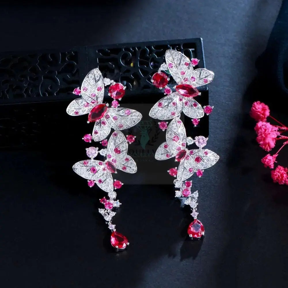 Hot Pink Butterfly Drop Earrings - Uniquely You Online