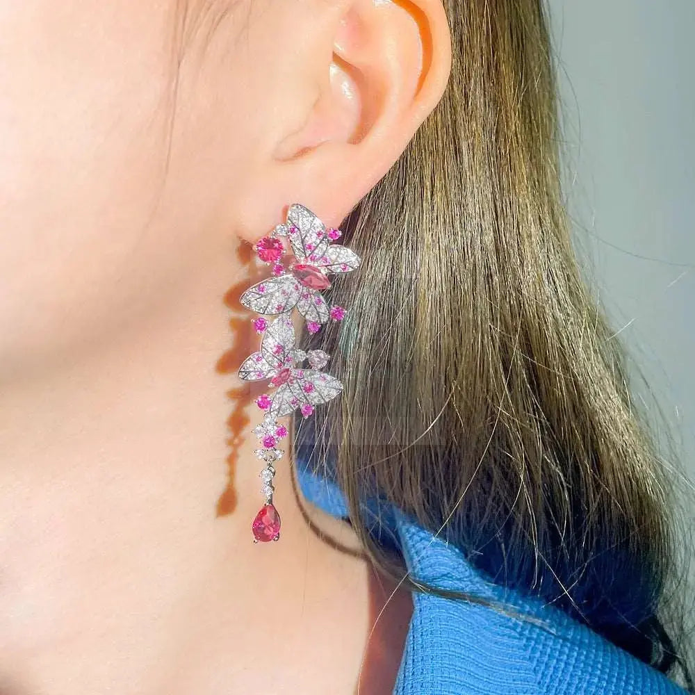 Hot Pink Butterfly Drop Earrings - Uniquely You Online