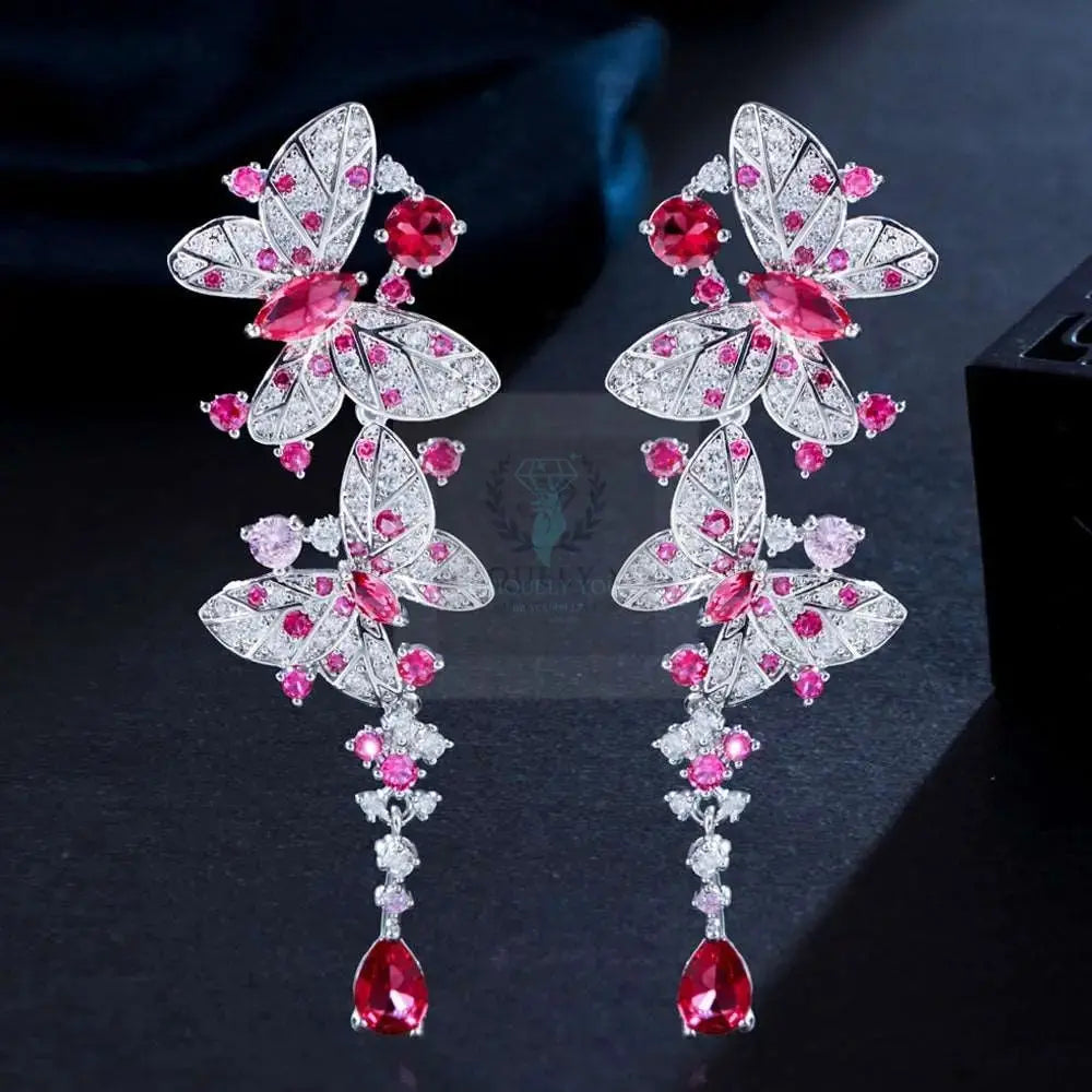 Hot Pink Butterfly Drop Earrings - Uniquely You Online