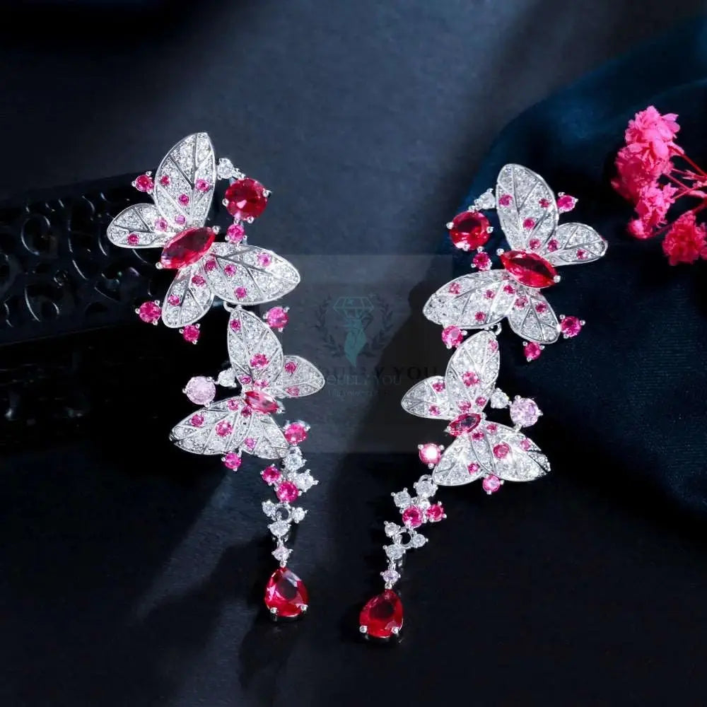 Hot Pink Butterfly Drop Earrings - Uniquely You Online