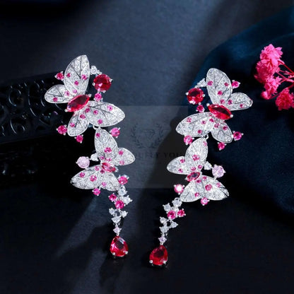 Hot Pink Butterfly Drop Earrings