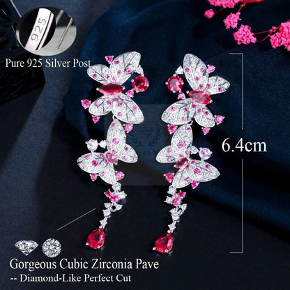 Hot Pink Butterfly Drop Earrings