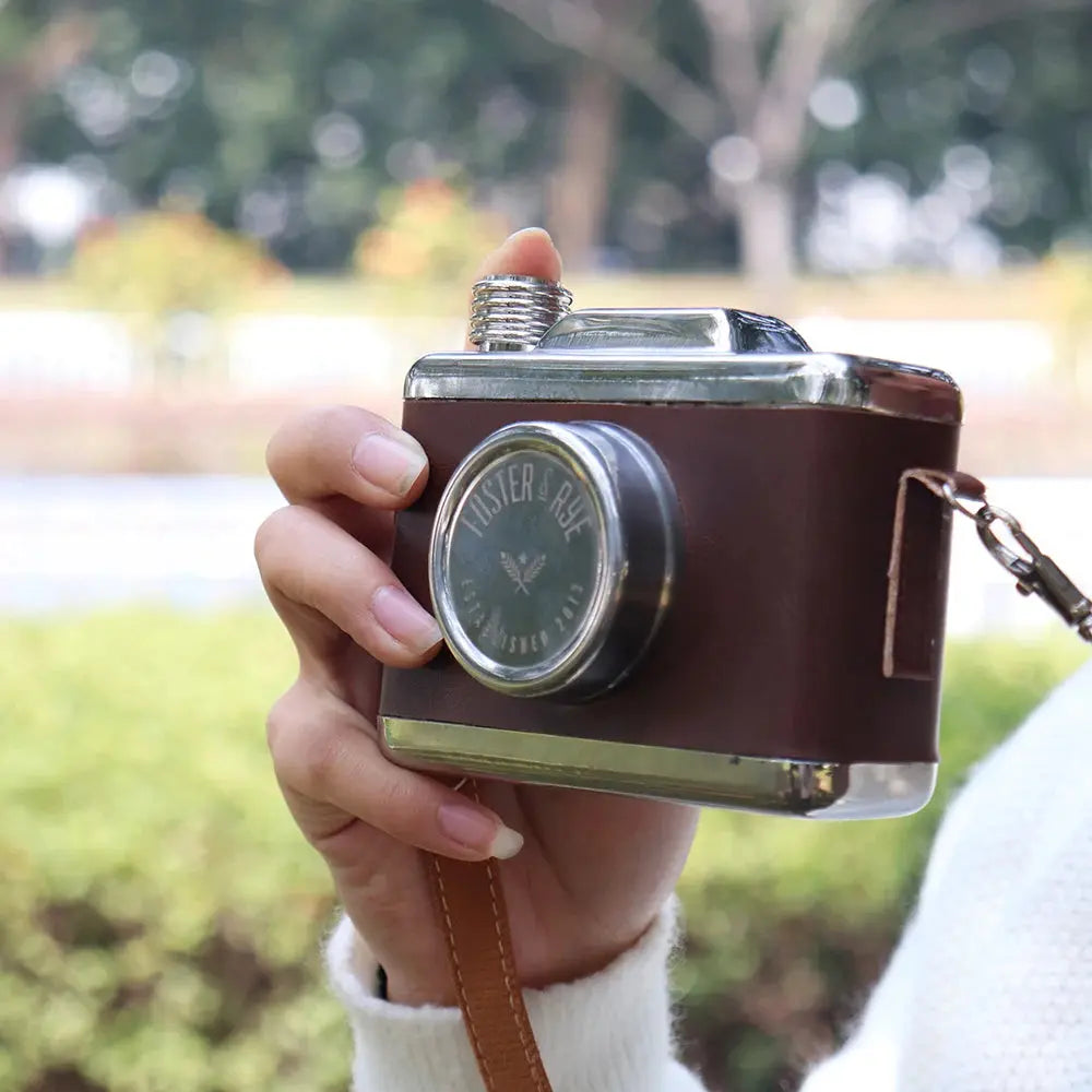 Leather Camera Hip Flask