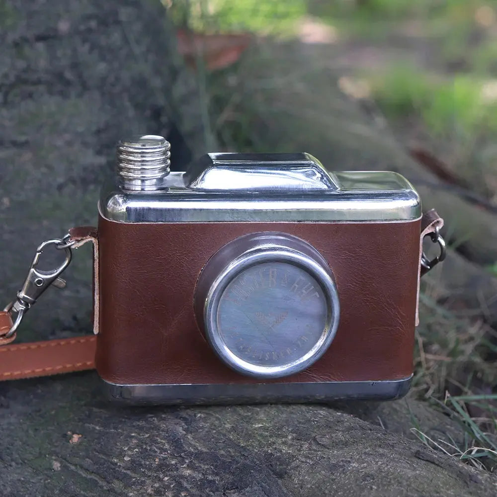 Leather Camera Hip Flask