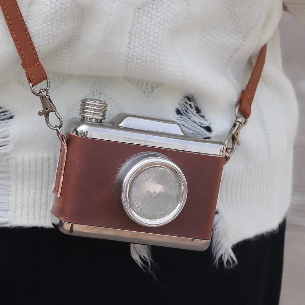 Leather Camera Hip Flask