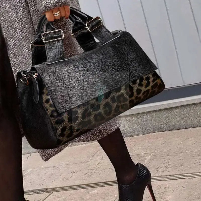 Leopard Print Soft Leather Handbag - Uniquely You Online