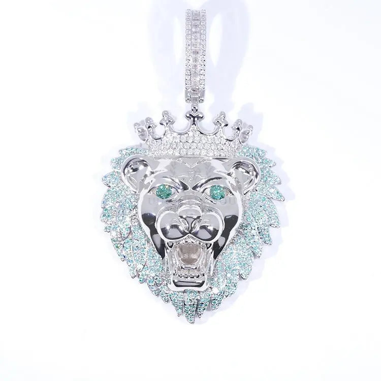 Light Blue VVS Moissanite Lion Pendant - Uniquely You Online