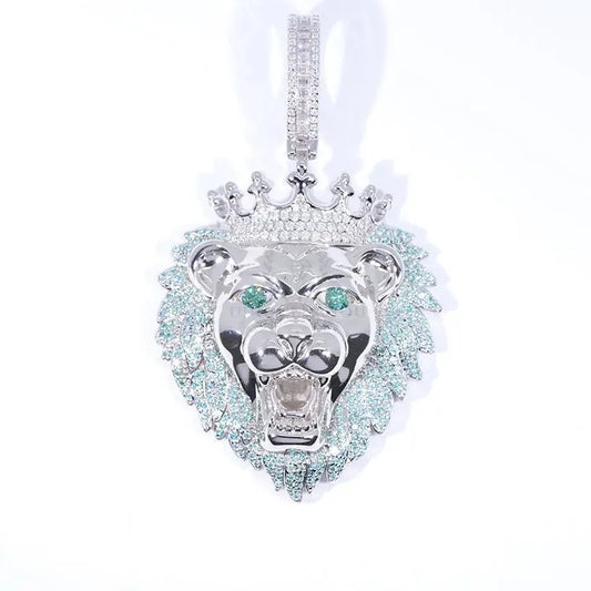 Light Blue VVS Moissanite Lion Pendant