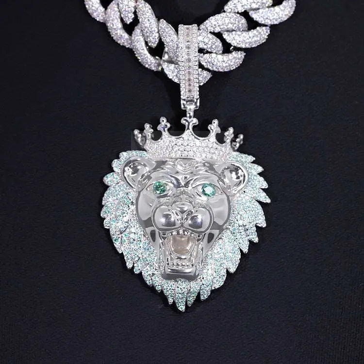 Light Blue VVS Moissanite Lion Pendant - Uniquely You Online