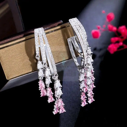 Long Tassel Pink Drop Earrings - Uniquely You Online