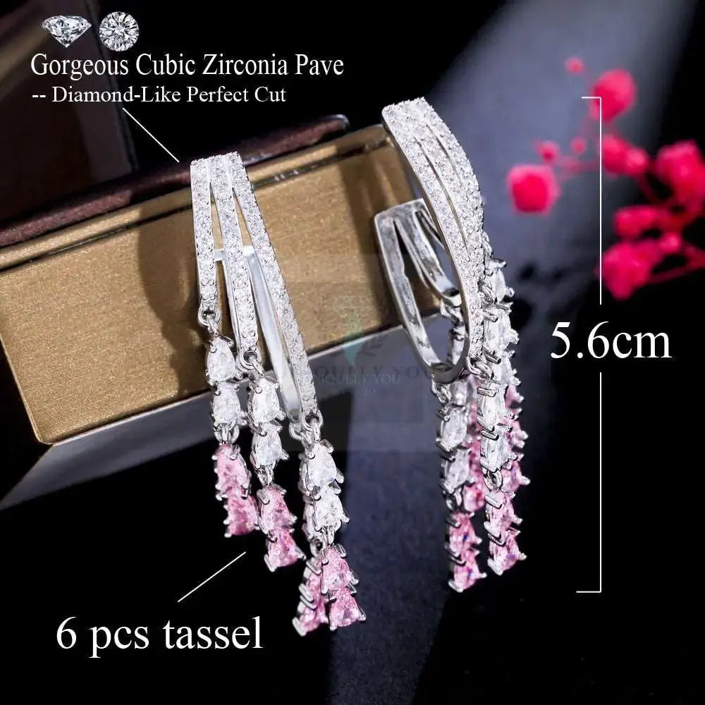 Long Tassel Pink Drop Earrings - Uniquely You Online