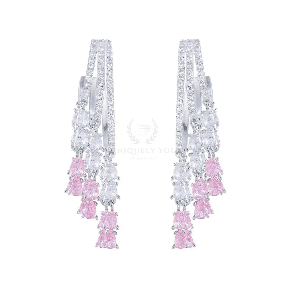 Long Tassel Pink Drop Earrings