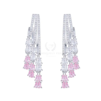 Long Tassel Pink Drop Earrings