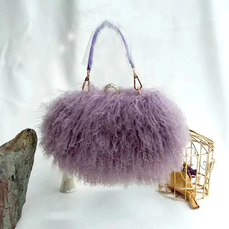 Lux Mongolian Lamb Fur Handbag