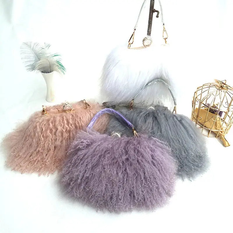 Lux Mongolian Lamb Fur Handbag