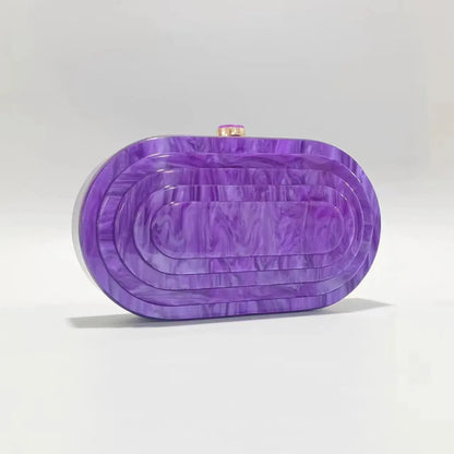 Marbled Acrylic Oval Carved Clutch - Uniquely You Online