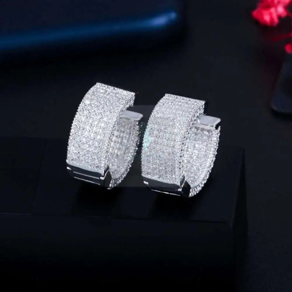 Micro Pave Wide Hoop Earrings - Uniquely You Online