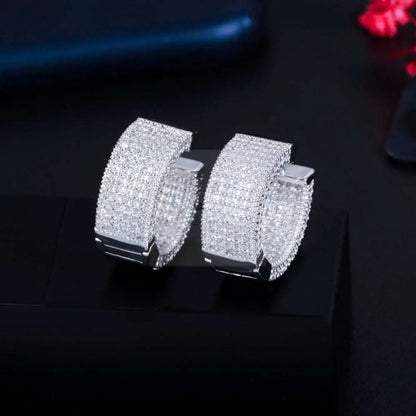 Micro Pave Wide Hoop Earrings