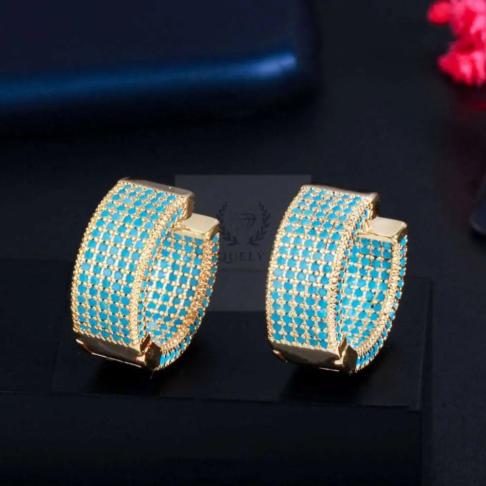 Micro Pave Wide Hoop Earrings