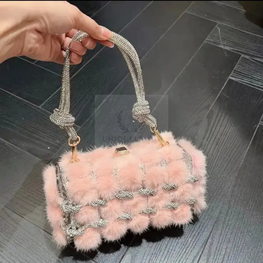 Mink Crystal Fur Clutch  Uniquely You Online