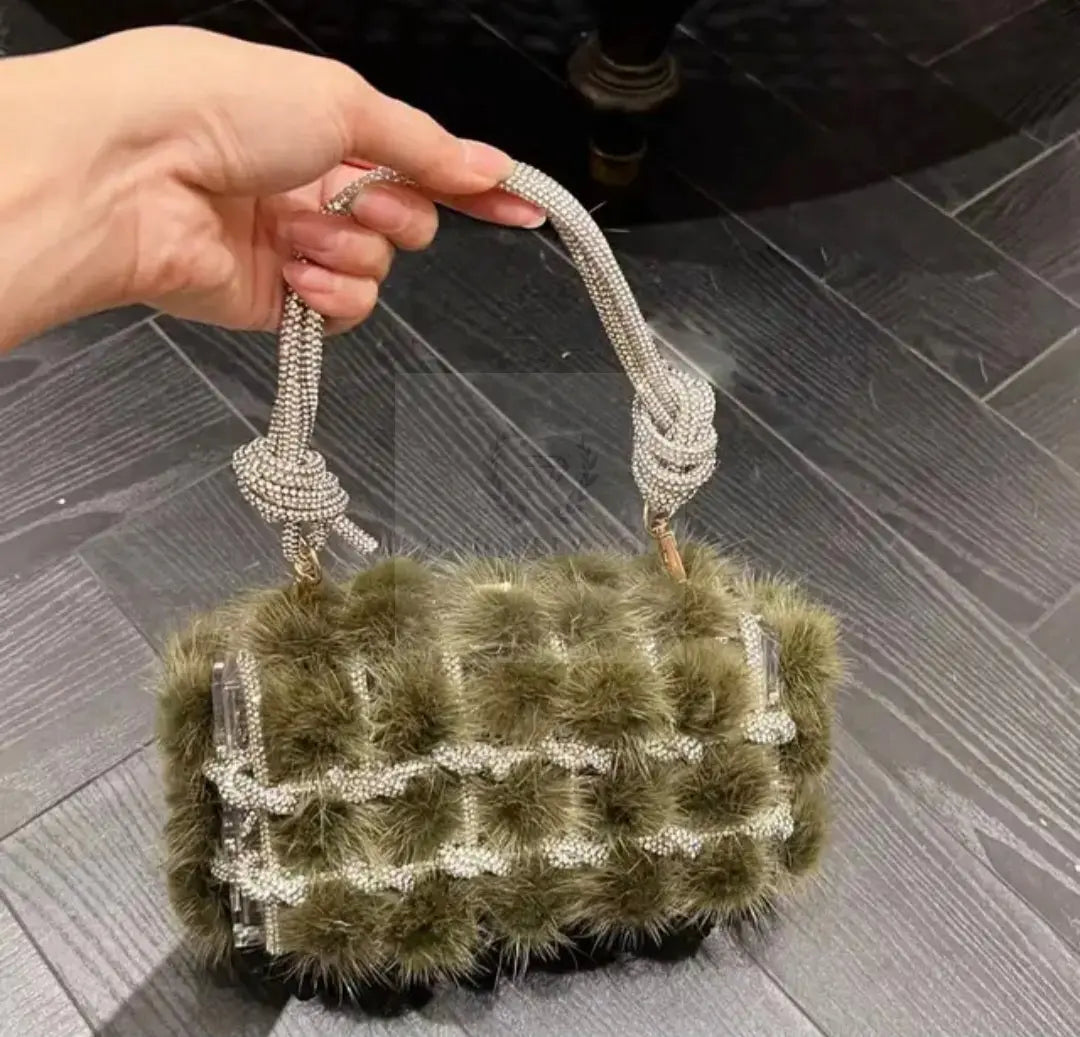 Mink Crystal Fur Clutch  Uniquely You Online