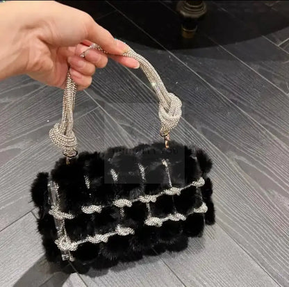 Mink Crystal Fur Clutch  Uniquely You Online