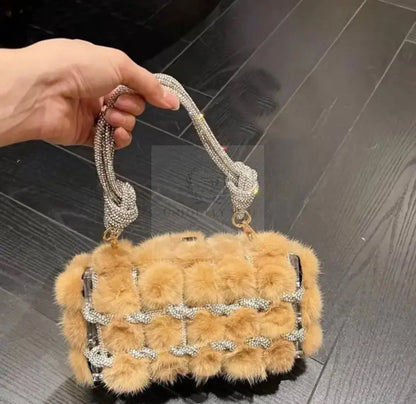 Mink Crystal Fur Clutch  Uniquely You Online