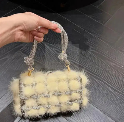 Mink Crystal Fur Clutch  Uniquely You Online