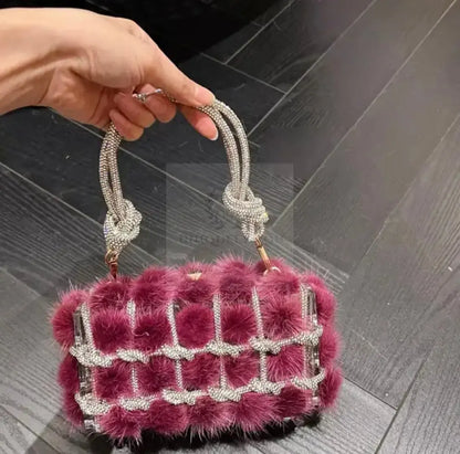 Mink Crystal Fur Clutch  Uniquely You Online