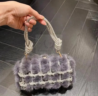 Mink Crystal Fur Clutch  Uniquely You Online