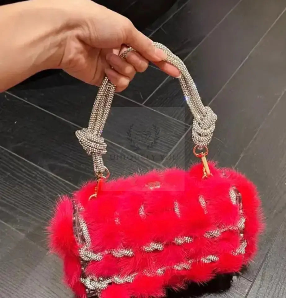 Mink Crystal Fur Clutch  Uniquely You Online