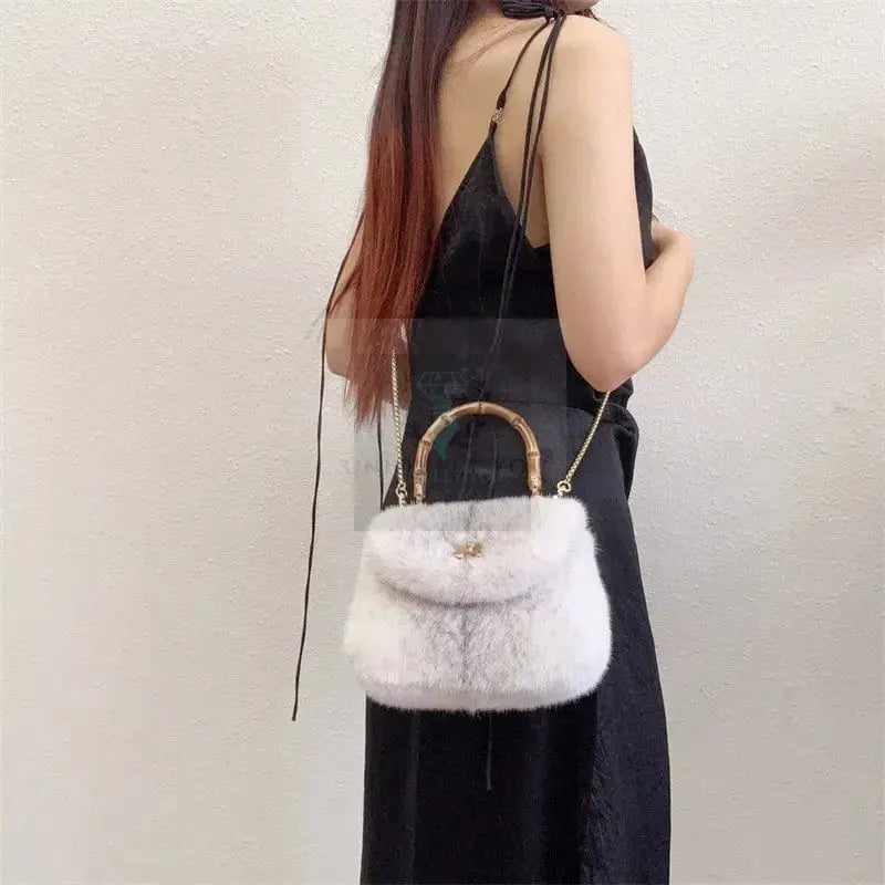 Mink Fur Bamboo Knot Bag - Uniquely You Online