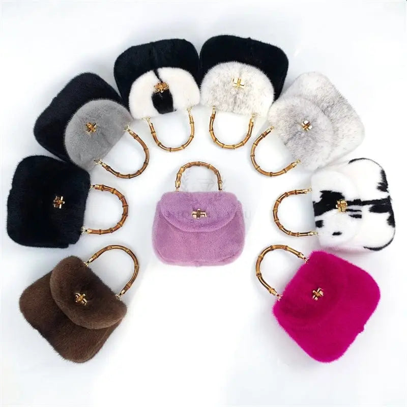 Mink Fur Bamboo Knot Bag - Uniquely You Online