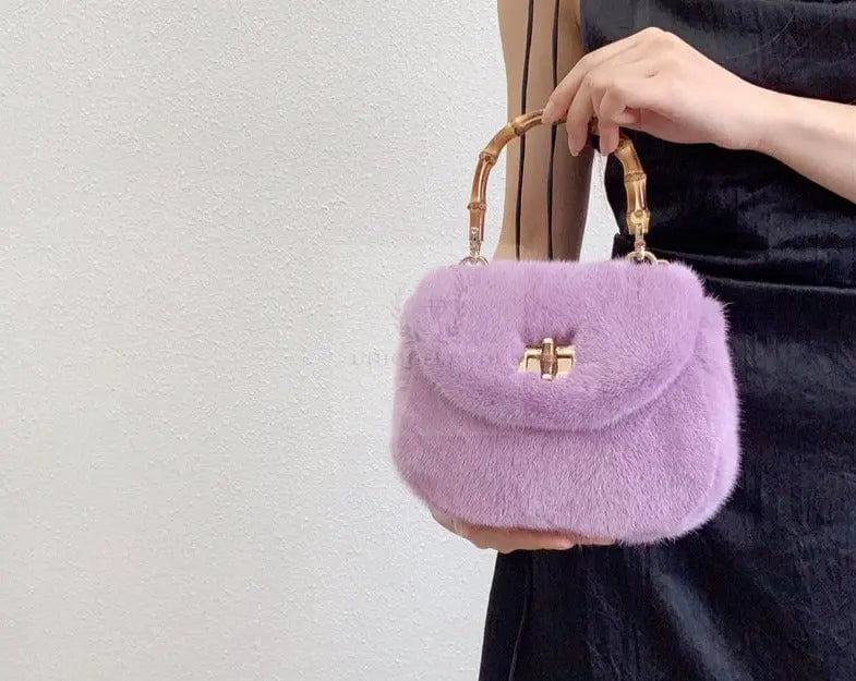 Mink Fur Bamboo Knot Bag - Uniquely You Online